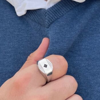 Personalised Birthstone Men's Signet Ring, 2 of 2