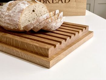 Personalised Wooden Bread Bin With Bread Board, 2 of 4