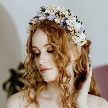 Meadow Pastel Dried Flower Crown Wedding Headband, 3 of 4