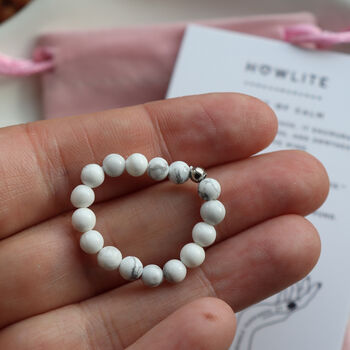 Howlite Thumb Ring With Pouch And Info Card, 2 of 6