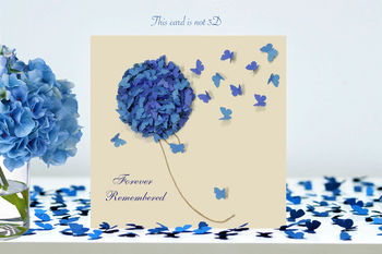 Butterfly Thinking Of You Blue Hydrangea Card, Not 3D, 11 of 11