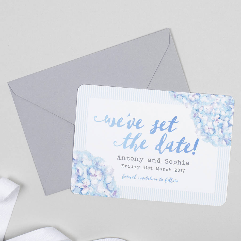 Hydrangea Blue Save The Date Cards