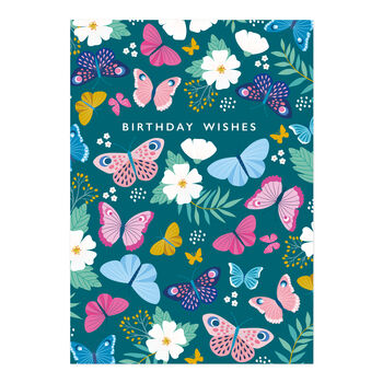 Birthday Wishes Butterfly Patterned Card, 3 of 4