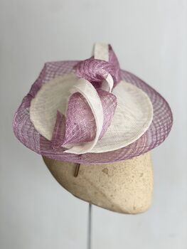 Ivory And Lilac Modern Saucer Hat 'Larisa', 5 of 9