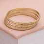 Gold Plated Hammered Triple Bangle Set, thumbnail 1 of 6