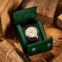 Personalised Vegan Leather Watch Case, Travel Watch Roll In Green, Brown Or Black, thumbnail 2 of 10
