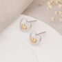 Sterling Silver And Gold Plated Double Heart Stud Earrings – 9mm, thumbnail 5 of 9