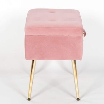Pink Velvet Storage Stool With Gold Legs, 5 of 6
