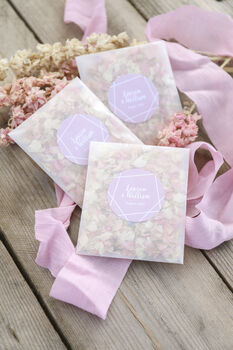 10 Personalised Pink Geometric Wedding Confetti Sachets, 9 of 9