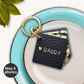 Personalised Dad Multi Photo Flip Leather Keyring, 2 of 8