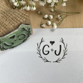 Personalised Initials Rubber Stamp – Laurels, 5 of 6