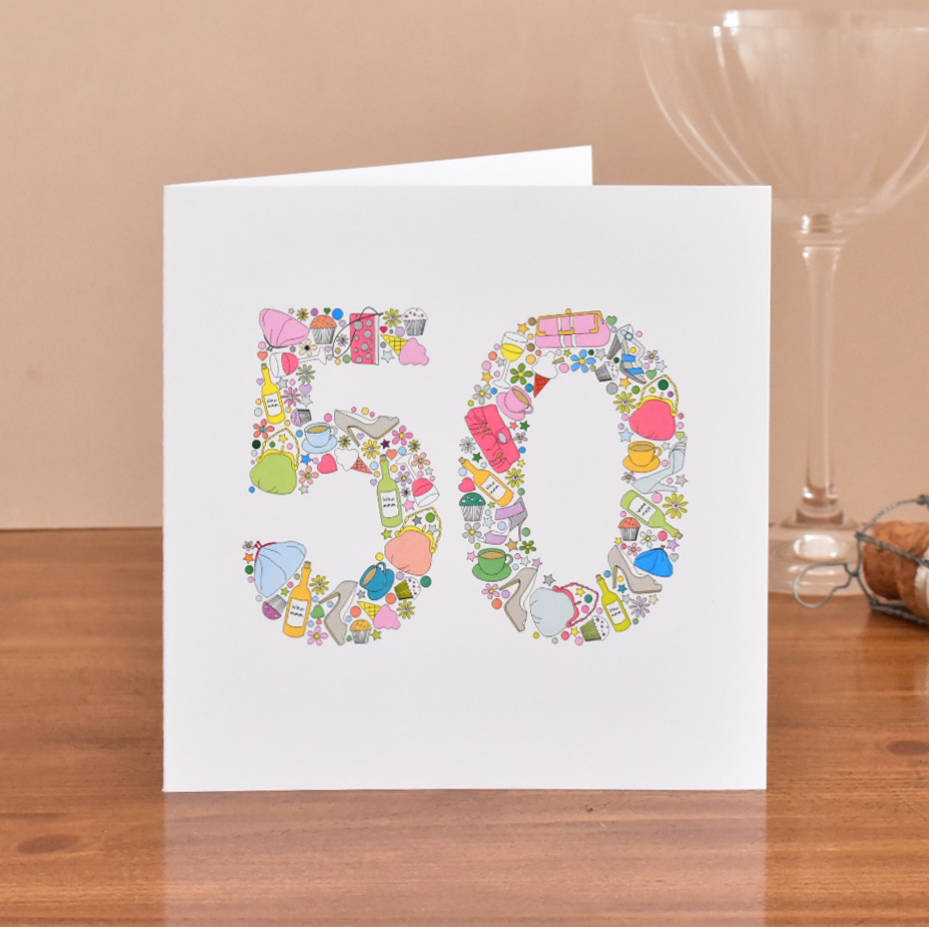 Girlie Things 50th Birthday Card By Mrs L Cards | notonthehighstreet.com