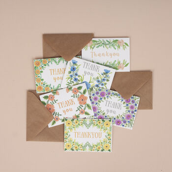 Set Of Six Floral Mini Thank You Cards, 11 of 11