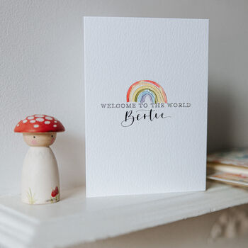 Welcome To The World Personalised Rainbow Greeting Card, 7 of 9