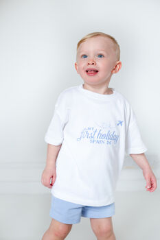 My First Holiday Embroidered Personalised T Shirt, 2 of 6