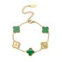 Five Alternating Clover Bracelet In Green And Gold, thumbnail 2 of 3