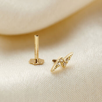 Lightening Cz And 9ct Gold Labret Stud Earring, 2 of 6