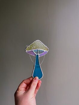 Stained Glass Iridescent Mushroom Suncatcher, 6 of 8