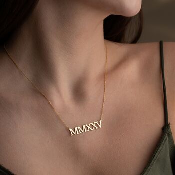 Personalised 'Special Date' Roman Numeral Necklace, 5 of 8