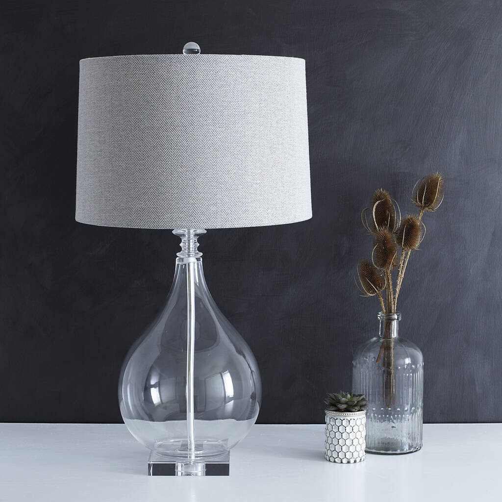 Bubble Glass Table Lamp With Grey Shade By Primrose And Plum 