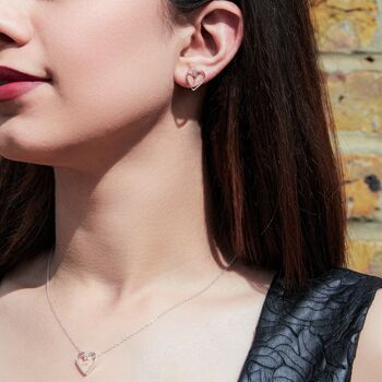 Sterling Silver Heart Frame Drop Earrings, 6 of 9