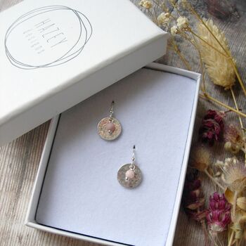 Pink Opal Hammered Disc Earrings, 3 of 4