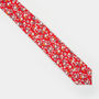 Mens Bold Red Ditsy Floral Slim Style Tie, thumbnail 7 of 9