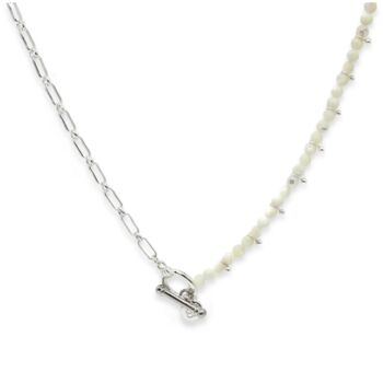 Meno Pearl T Bar Chain And Gemstone Beaded Necklace, 3 of 5