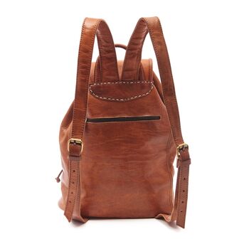 Drawstring Leather Backpack Tan Brown Sac A Do, 4 of 4