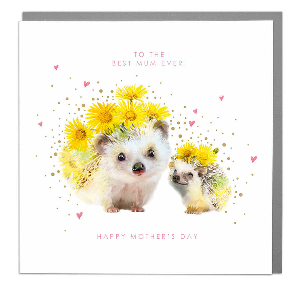 Mothers Day Hedgehogs Greeting Card By Lola Design Ltd