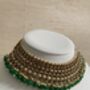 Indian Gold Plated Emerald Green Pearl Choker Set, thumbnail 5 of 8