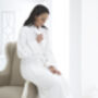 Ravenna Velour White Luxury Dressing Gown, thumbnail 3 of 6