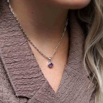 Sterling Silver Birthstone Fine Paperclip Necklace, 5 of 12