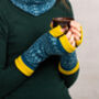 Knitted Fair Isle Wrist Warmers With Thumbs Naturals, thumbnail 6 of 10