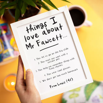 Personalised Things We Love About Our Teacher Print, 3 of 3