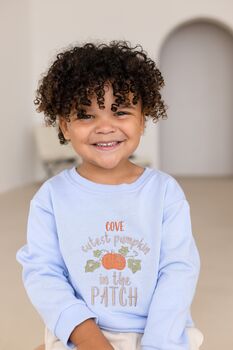 Child's Halloween 'Cutest Pumpkin In The Patch' Embroidered Personalised Sweatshirt Jumper, 3 of 10