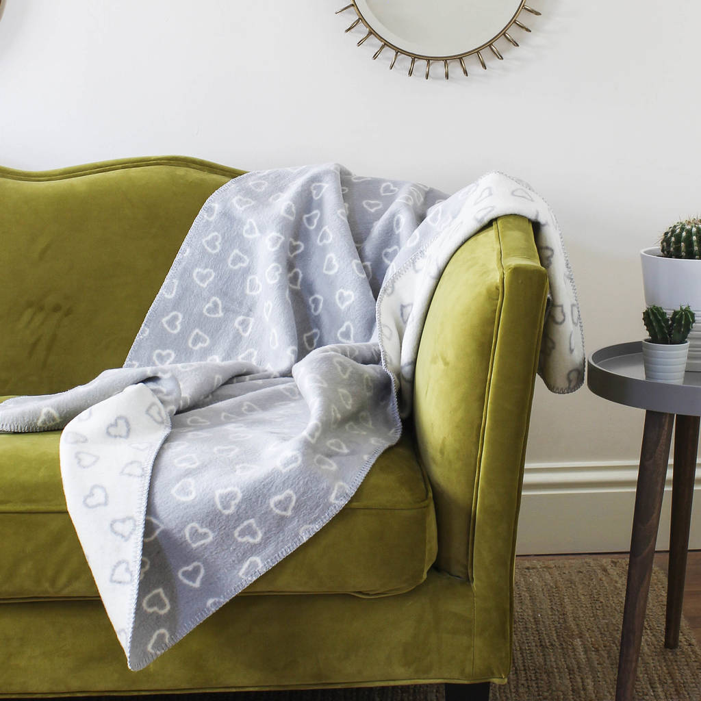 grey hearts cotton rich blanket by marquis & dawe