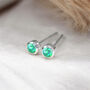 Mini Sterling Silver Green Opal Stud Earrings, thumbnail 3 of 10