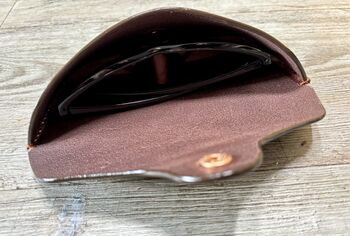 Chocolate Brown Personalised Leather Glasses Case, 3 of 10