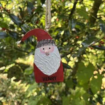 Personalised Metal Father Christmas Hanging Decoration, 2 of 3