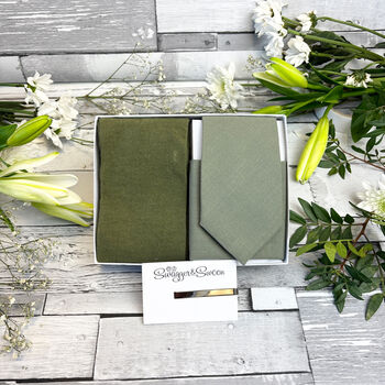 Khaki Cotton Wedding Tie Set, 7 of 10