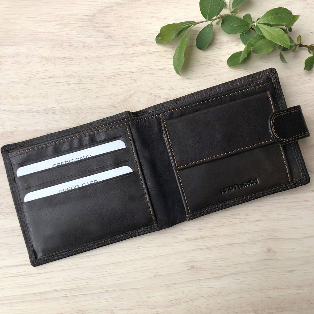 men's brown leather rfid shielded wallet by holly rose ...