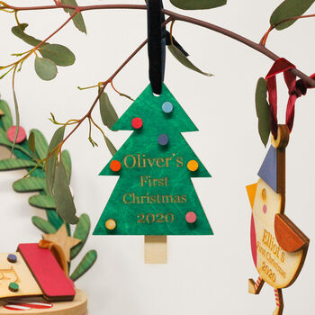 Personalised Wooden Christmas Tree Decoration, 3 of 5