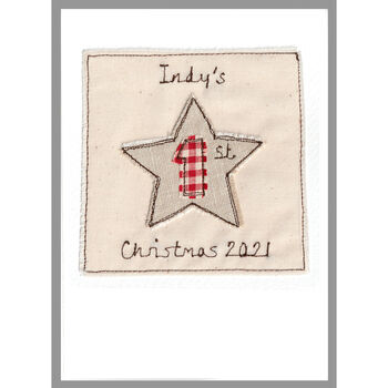 Personalised Star 1st Christmas Card For Baby Boy, Son, Grandson, 8 of 12