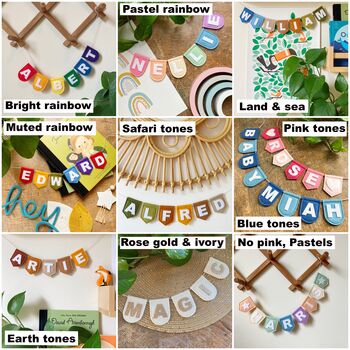 Neutral Boho Scallop Bunting Personalised Name Garland, 2 of 9