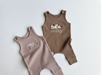 Safari Personalised Baby Dungarees Romper | Personalized Gift, 3 of 8