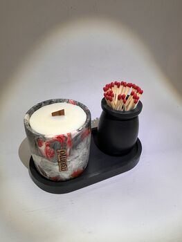 Refillable Pot Set, Scented Candle, Tray And Match Pot, 5 of 5
