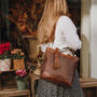 Leather Shopper Tote Bag, Distressed Brown, thumbnail 1 of 5