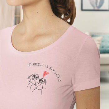 Mummy Is My Hero T Shirt With Child's Drawing, 3 of 6
