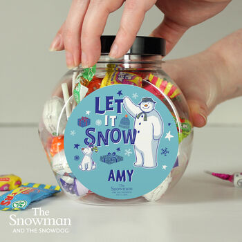 Personalised The Snowman And The Snowdog Sweet Jar – Stocking Filler, 2 of 3